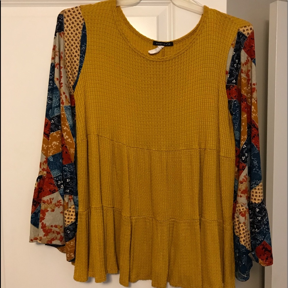 bohemian nights waffle knit top size small